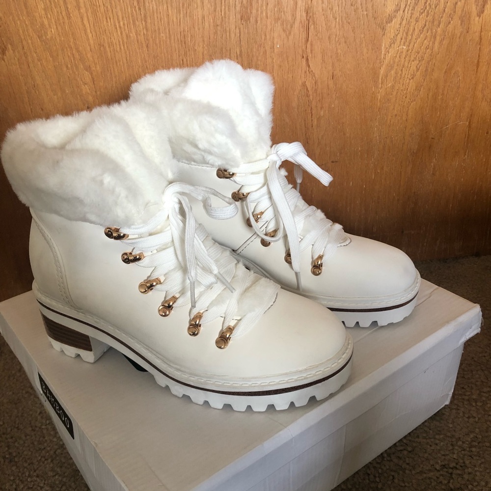 Brand New With Box White Hiker Boots